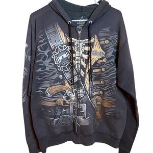 Pirates of the Caribbean Sweatshirt Mens M Full Zip Skeleton Bones Disney Parks